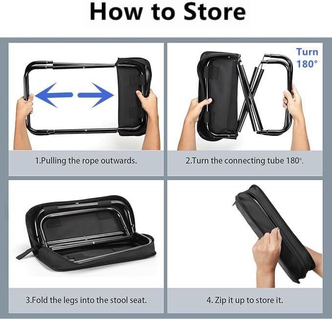 Portable Camping Stool & Folding Small Chair - Compact Folding Stool, Durable Collapsible Stool for Fishing, Hiking, BBQ, Outdoor Events (Khaki)