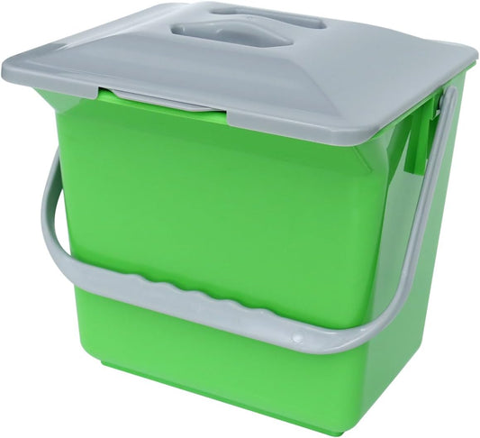 DrDirt Kitchen Compost Bin, 6L / 1.58 Gal Kitchen Compost Bin Countertop with Inner Sieve for Liquid Separation, Odor-Control, Easy to Clean, for Cooking Family and Home Party, Green