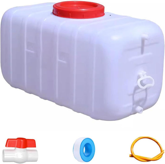 Large Water Storage Tank BPA Free Water Jug Container with Spigot, Portable Food Grade Plastic with Wide Opening for Outdoor Camping Hiking RV Emergency(Size:25L/6.6Gallon,Color:White)
