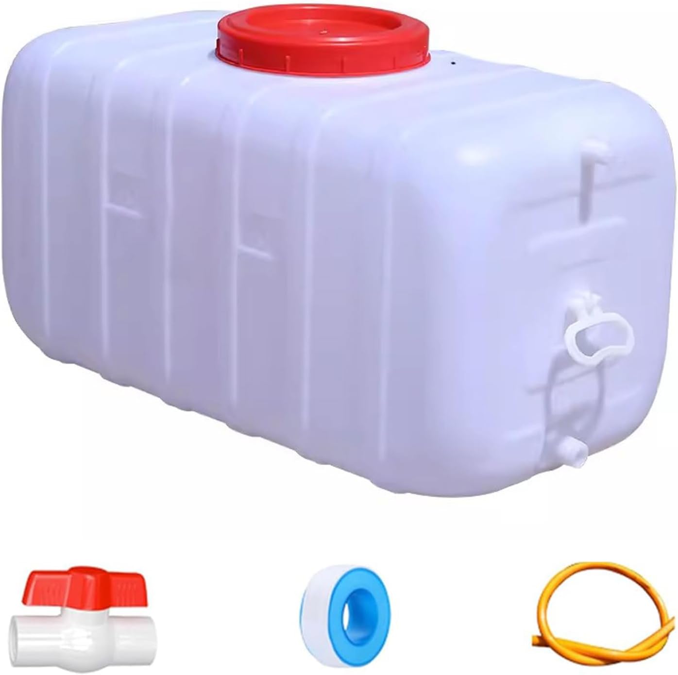 Large Water Storage Tank BPA Free Water Jug Container with Spigot, Portable Food Grade Plastic with Wide Opening for Outdoor Camping Hiking RV Emergency(Size:200L,Color:White)