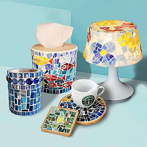 1.1lb Irregular Crystal Mosaic Tiles,Small Mosaic Tile DIY Hobbies Children Handmade Crystal Craft for Crafts Bulk DIY Picture Frames Handmade Jewelry Coaster (Dark Series)