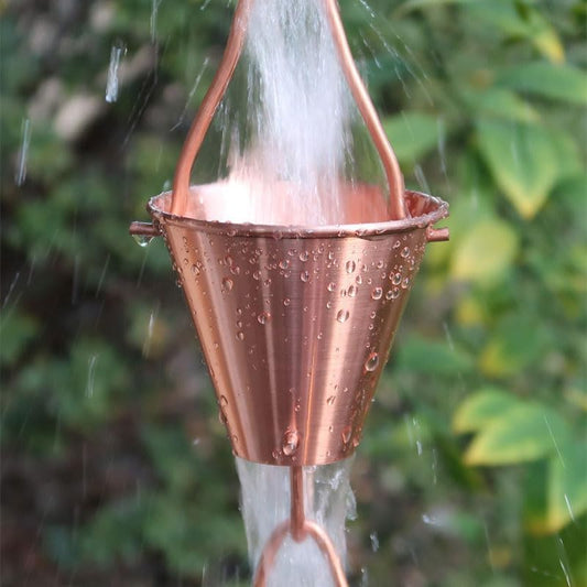 Nutshell Stores Steel Cups Rain Chain - Copper Plated - 8 Feet