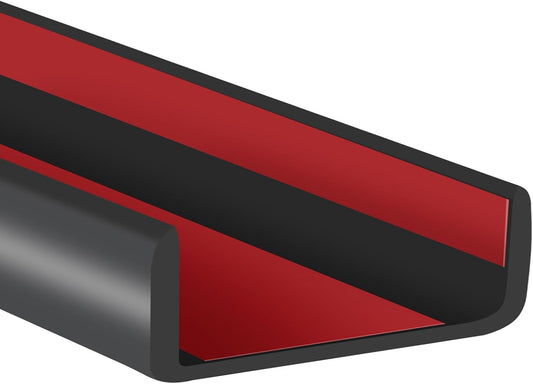 Rubber Edge Trim, Flexible Self-Adhesive U Shaped Peel and Stick Edge Banding, 2-1/2"(63.5mm) U Channel Edge Protector, Edge Guards for Woods, Furniture, 20Ft, Black Color