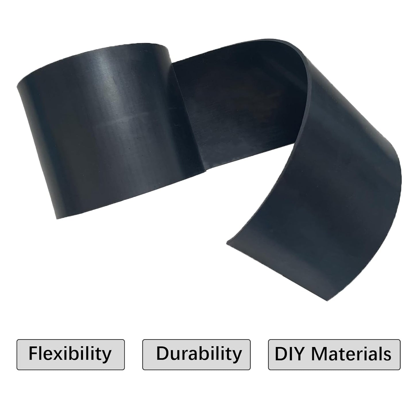 Solid Rubber Strips 1/8 (.125)" Thick X 4" Wide X 10'Long, Solid Rubber Sheet for Anti-Slip Pads, Flooring, Seals, Crafts, Anti-Vibration, Gaskets DIY