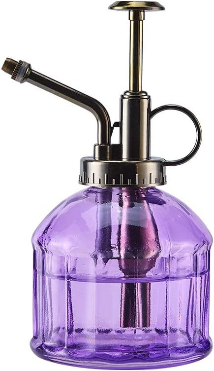 Glass Plant Mister Spray Bottle, Vintage Plant Spritzer Sprayer Mister, Succulent Watering Bottle with Top Pump, Small Glass Watering Can for Indoor Outdoor Houseplant - Purple