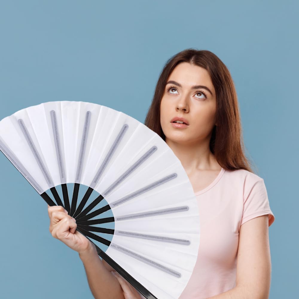 8 Pack Large Folding Hand Fans for Women/Men, Kungfu Taichi Rave Folding Fan with Bag, Large Popping Clacking Fans for Line Dancing, Concert, Party, Festival, Home Decorations(8 Colors)