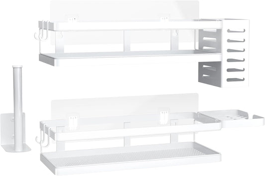 PUSDON Metal Wall Hanging Basket 2 Packs DIY Suitable for Multiple Scenes - Middle White Guardrail Suit