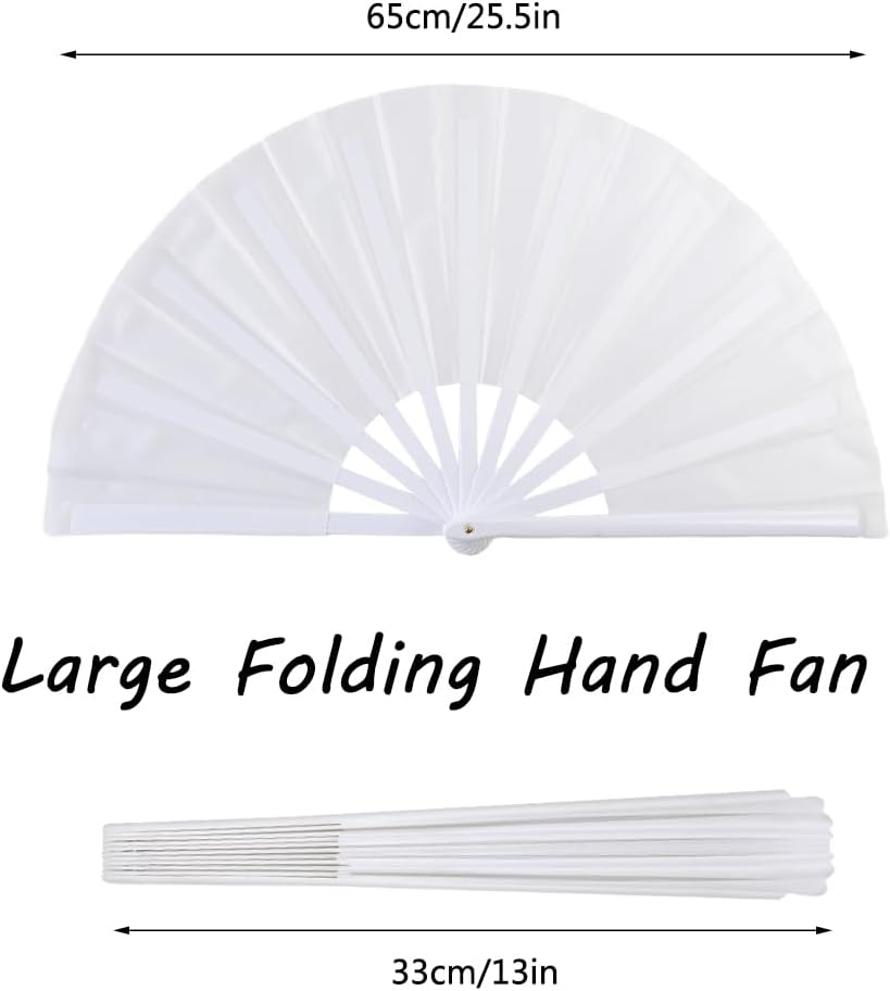 4 Pack Large Folding Hand Fan, Plastic Hand Held Folding Fans Chinese Kung Fu Hand Fan Decorative Folding Fans for Dance, Performance, Festival or Home Decorations(Black&White)