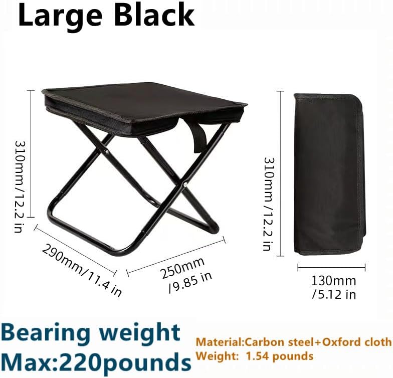 Portable Camping Stool & Folding Small Chair - Compact Folding Stool, Durable Collapsible Stool for Fishing, Hiking, BBQ, Outdoor Events(Black)