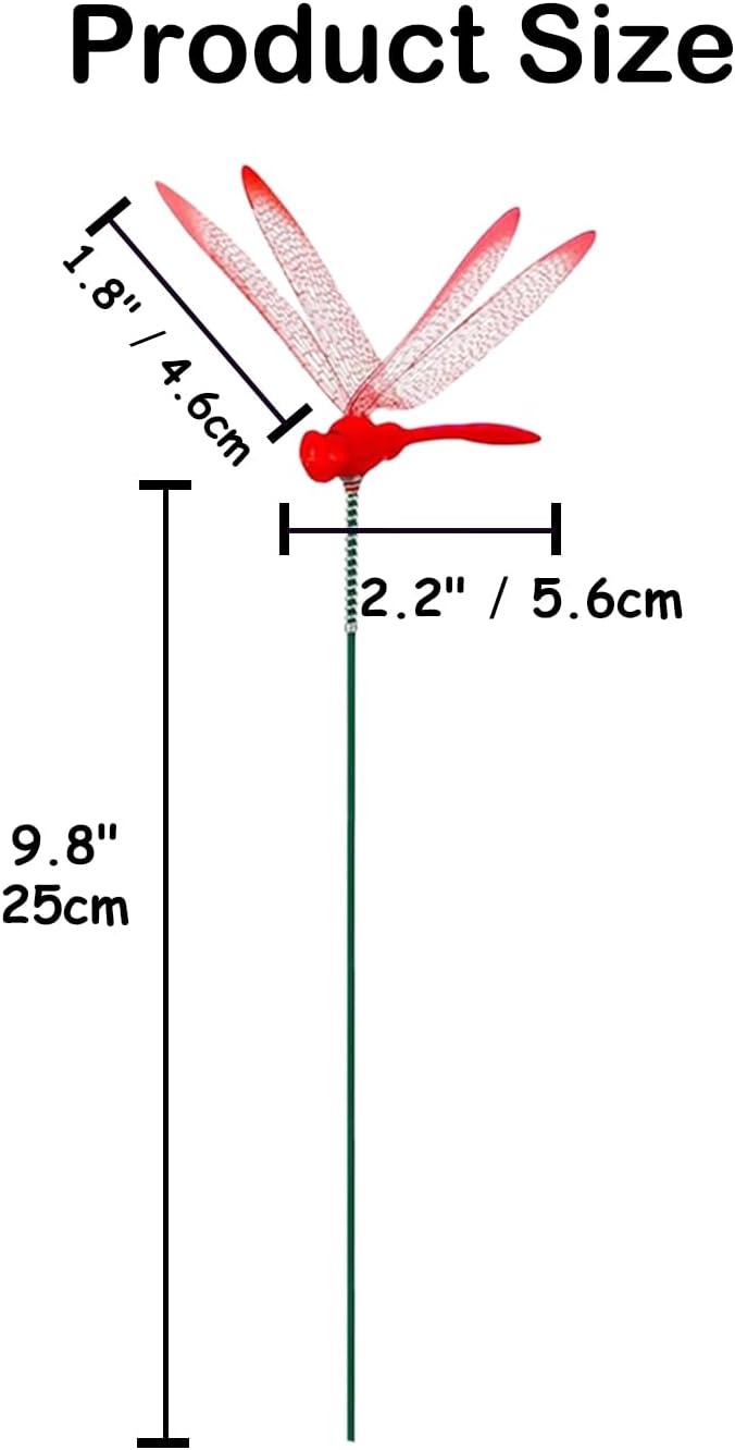 Jongdari 16 Sets Dragonfly Hat Clip Realistic Fake Dragonflies Clip-On Garden Outdoor Decor Stakes Plastic Dragon Fly Clips Plant Decorations for Pots, Includes Pliers & Clips - Small