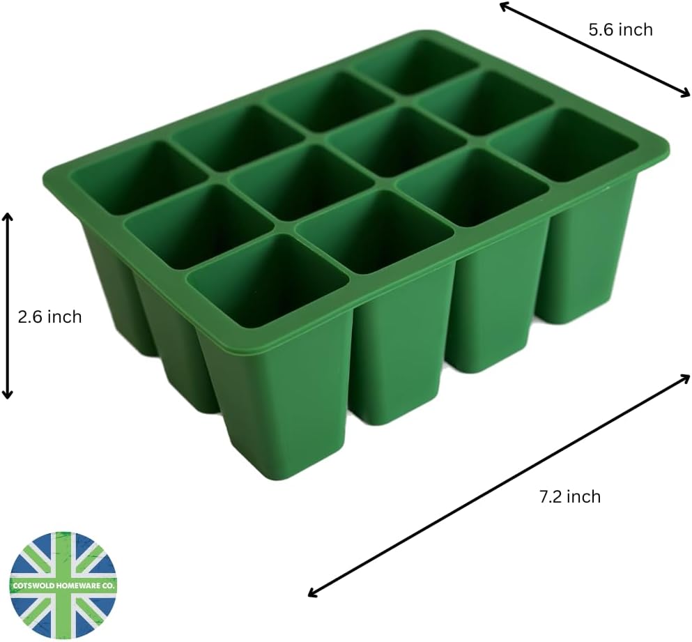 Cotswold Homeware Silicone Seed Starter Tray | 2 X 12 Cell Reusable Seed Starting Tray | for Vegetable, Flower & Herb Seeds | Indoor Grow Kit to Plant Seedlings | Stainless Steel Bulb Planter
