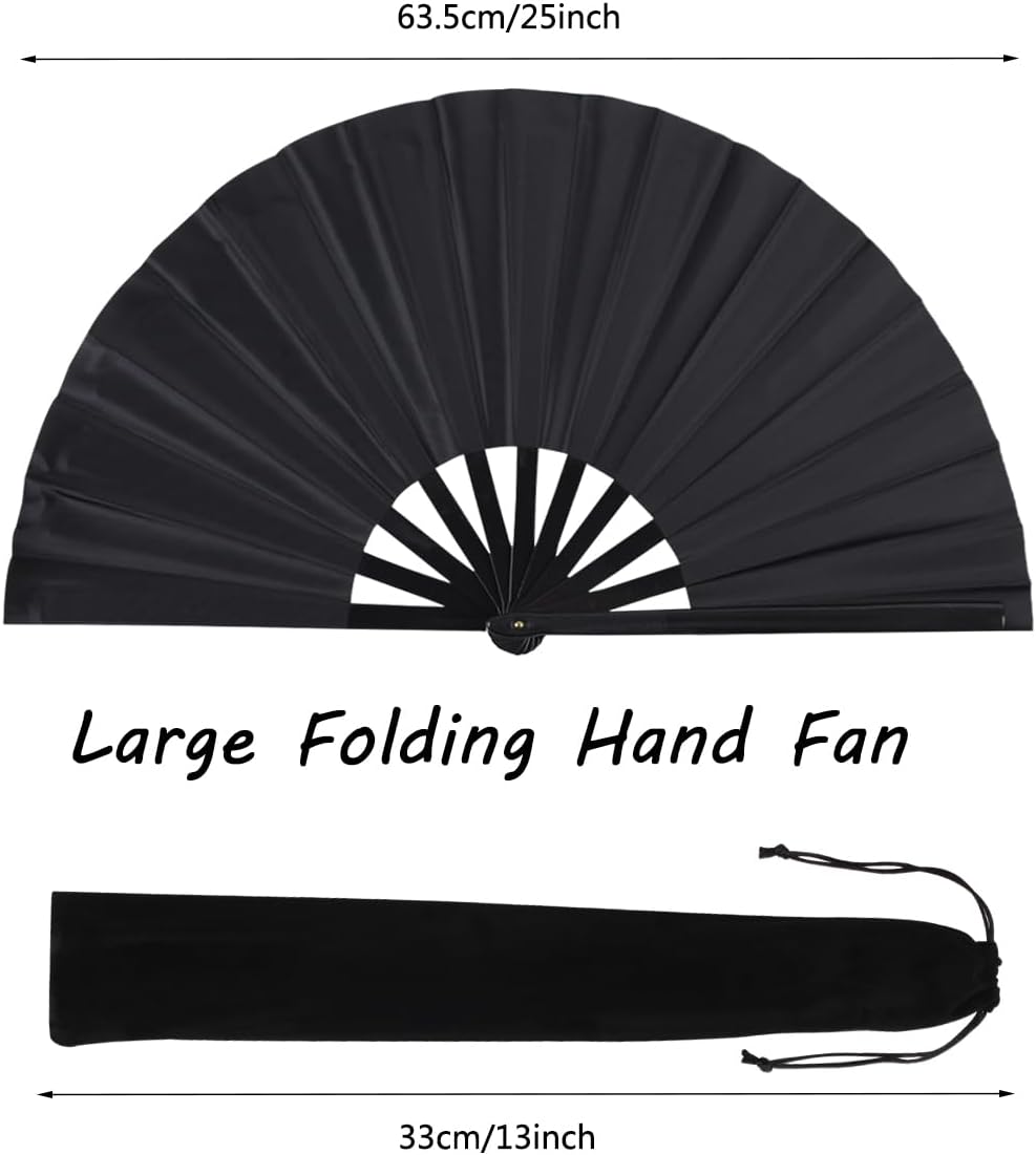 8 Pack Large Folding Hand Fans for Women/Men, Kungfu Taichi Rave Folding Fan with Bag, Large Popping Clacking Fans for Line Dancing, Concert, Party, Festival, Home Decorations(8 Colors)