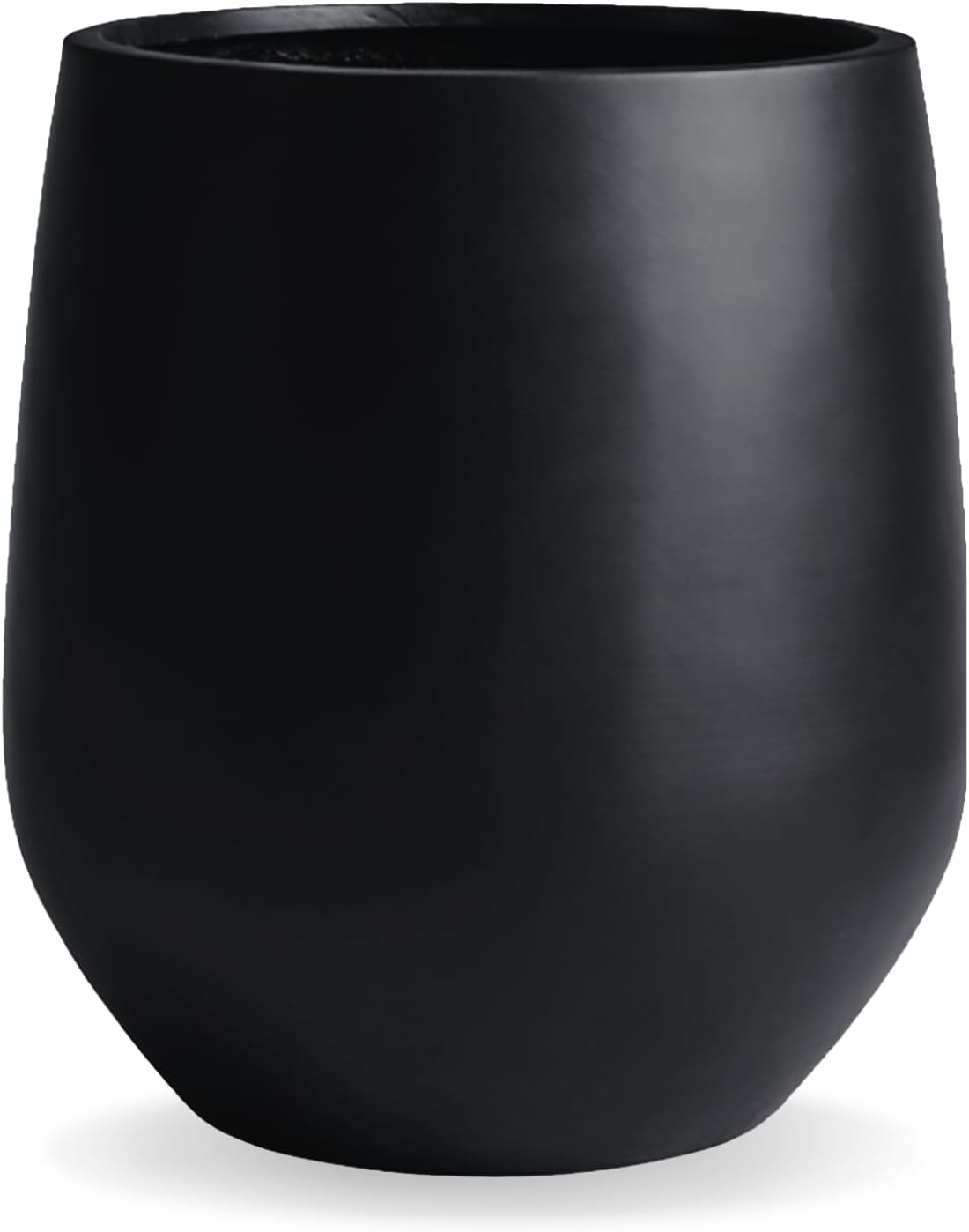 12.5"H x 11.4"D Corso Fiberstone Round Tapered Planter with Drainage Hole, Smooth Finishes, Weather Resistant for Indoor and Outdoor Use, Included 2 Extra Coco Mats (Black, 9" Pot Opening)