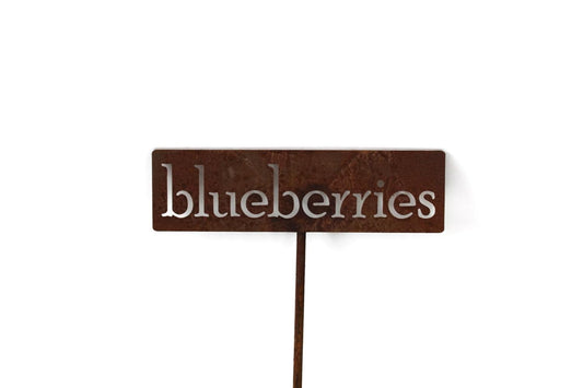 Classic Metal Garden Markers 19 Inches Tall (blueberries, Naturally Rusted)
