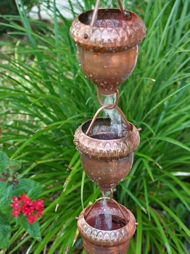 Nutshell Stores Acorn Cups Rain Chain - Copper - 15 Feet
