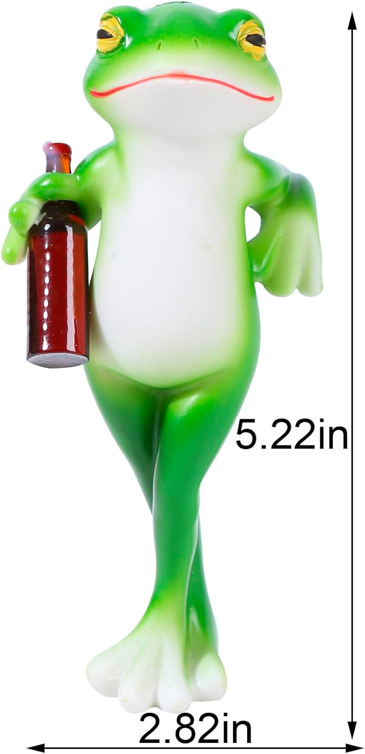 Miniature Frog Figurines Plant Decorations for Pots, Small Frog Statue Outdoor Gifts Women Garden Decor Planter Hugger for Flower,Yard,Lawn Ornament,2.82"x1.12"x5.22