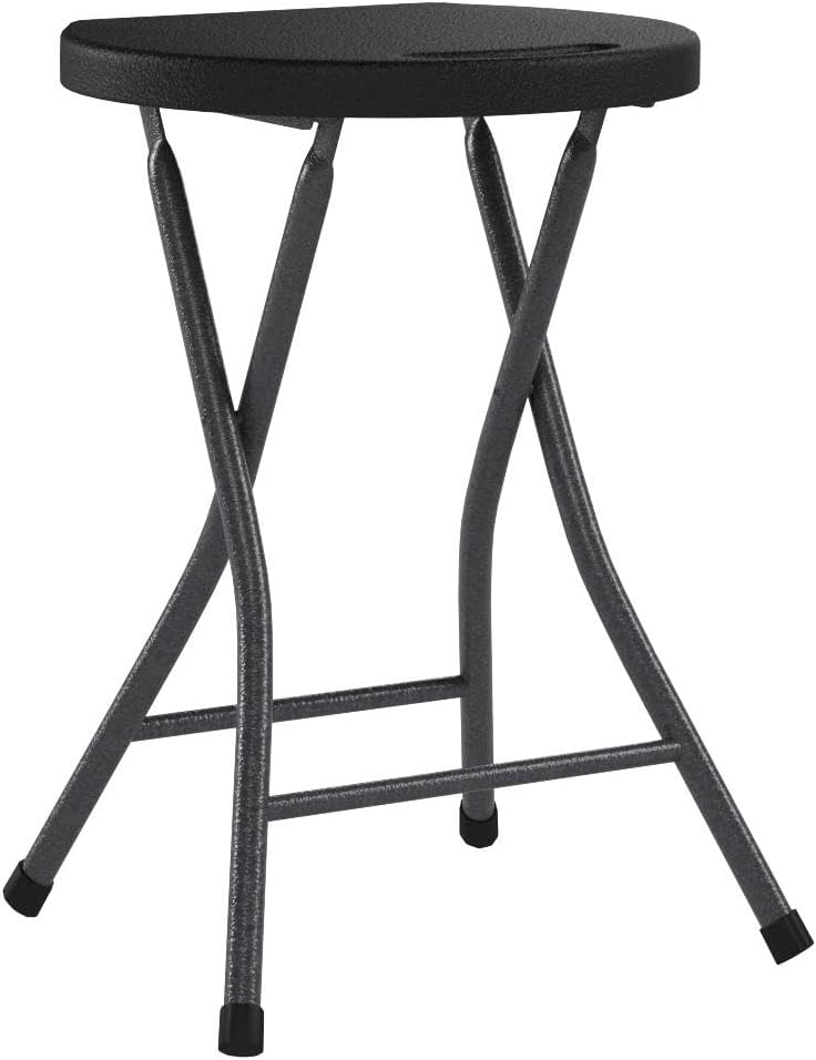 TAVR Furniture Portable Folding Chair with Handle, Heavy Duty Round Fold Stool Chair with 500lbs Capacity for Adults, 18 Inch Foldable Stool for Dorm, Kitchen, Vanity, Church and Outdoor use