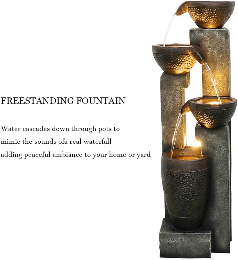 40''H 4-Tier Outdoor Garden Water Fountain Decor, Resin Fountain for Garden, Floor Patio, Deck, Porch, Backyard and Home Art Decor (40inch)