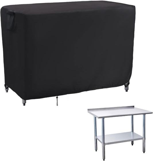 Kingling Outdoor Table Cover 48 Inch, Waterproof Stainless Steel Table Cover Metal BBQ Table Covers Weather Protection for Patio Kitchen Work/Prep Tables - 48''L x 24''W x 35''H(Black)