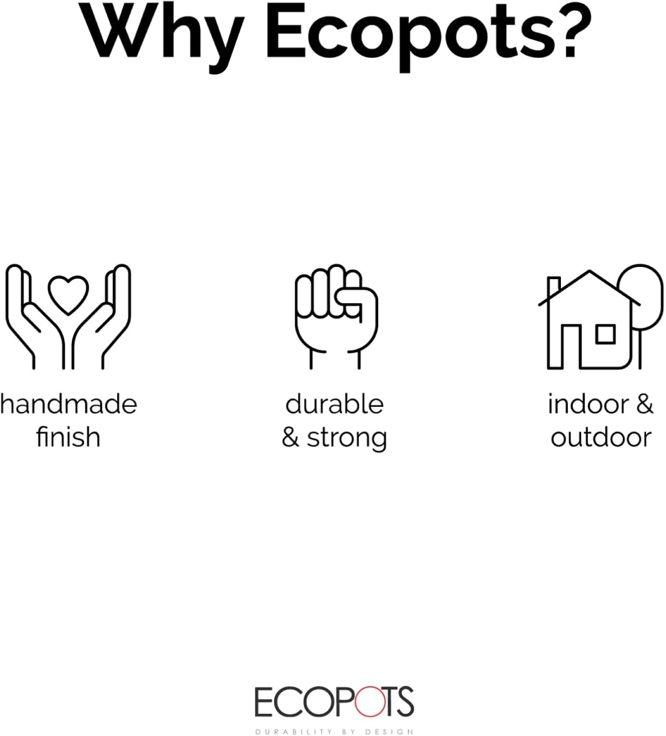 Ecopots Oslo Durable Modern Round Indoor/Outdoor Recycled-Based Composite Flower Pot Planter, Grey, 14"