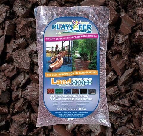 Playsafer Rubber Mulch Nuggets Protective Flooring for Playgrounds, Swing-Sets, Play Areas, and Landscaping (2,000 LBS - 77 CU. FT, Brown)