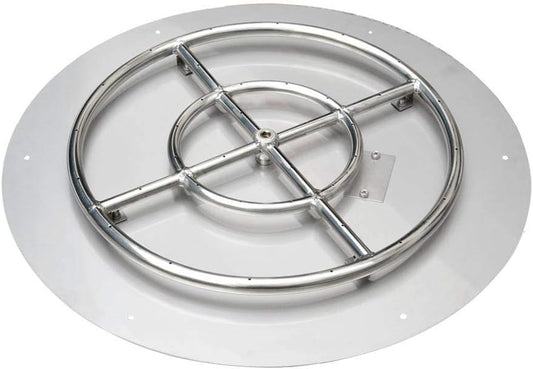 Stanbroil Stainless Steel 30" Round Flat Fire Pit Pan w/24 Fire Burner Ring Installed, BTU 296,000 Max