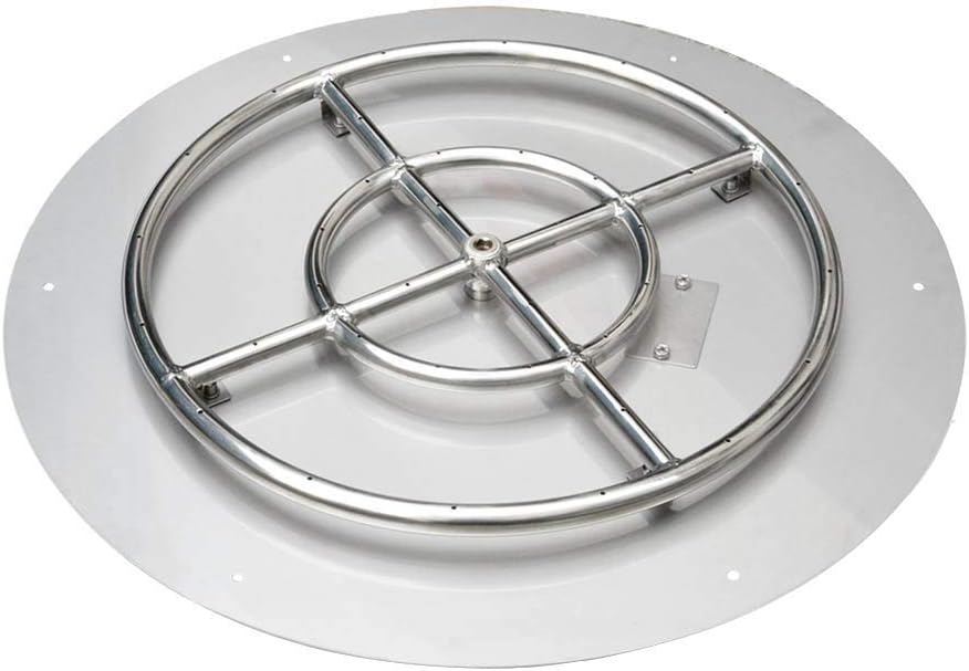 Stanbroil Stainless Steel 24" Round Flat Fire Pit Burner Pan w/18 Fire Ring Installed, BTU 147,000 Max