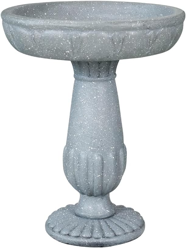 SKYFIRE 21.2”H Bird Baths for Outdoors- Fibre Reinforced Concrete Tall Bird Bath Stylish with Pedestal for Garden, Patio, Lawn, Backyard - 17”L X 17”W X 21.2”H Vintage Pedestal Outdoor Garden Birdbath