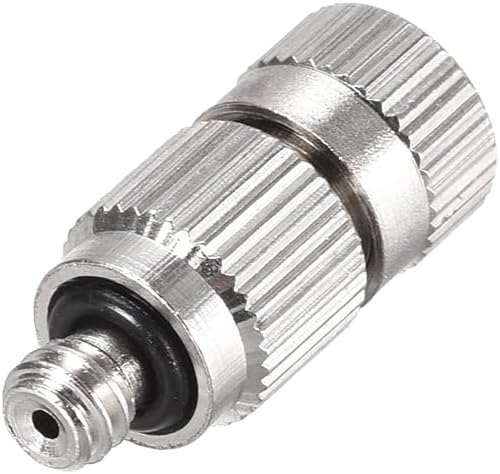 uxcell Brass Misting Nozzle - 3/16-inch Threaded 0.4mm Orifice Dia Fogging Spray Head for Outdoor Cooling System - 5 Pcs Silver Tone