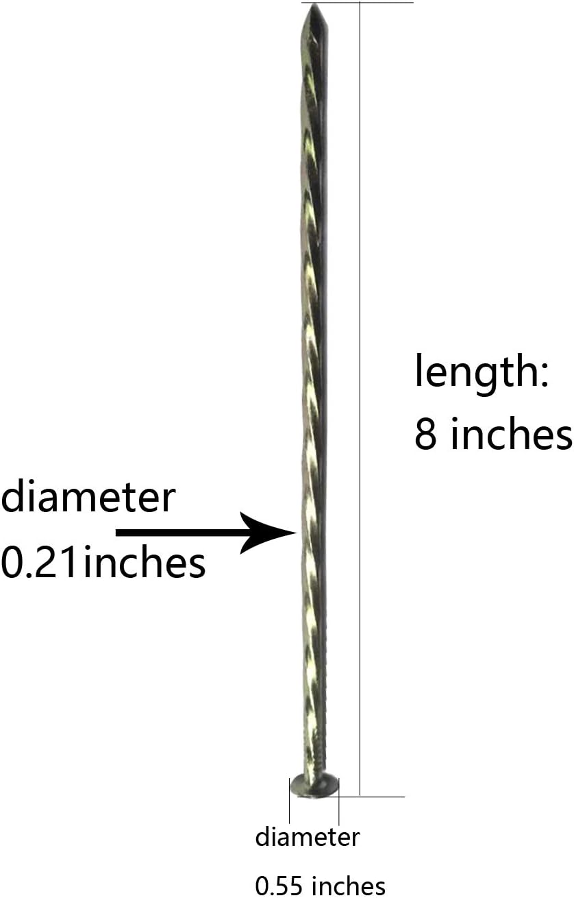 Camping Stakes Tent Pegs 9 Pack 8" Galvanized Non-Rust Metal Edging Spike, Garden Spiral Landscape Piles/Anchors for Paver Edging, Turf Stakes, House Construction, Carpentry Nail, Tent Stakes