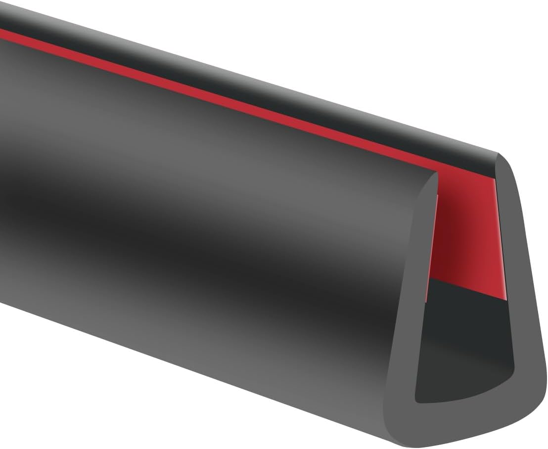 Rubber Edge Trim, 1/4" Self Adhesive Flexible U Channel Edge Protecter for Sheet Metal, Glass, Flexiglass and Plywood, Fit for 7/32"-9/32" Width Edge, Black Color, 20Ft, EPDM Material