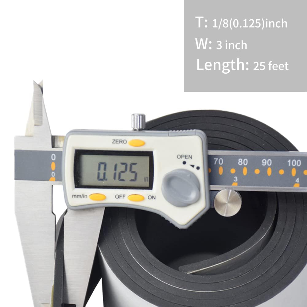 DOBTIM Neoprene Rubber Strips Self Adhesive 1/16 (.062)" Thick X 3" Wide X 25'Long, Solid Rubber Sheets, Rolls & Strips for Gaskets DIY Material, Supports, Leveling, Sealing, Bumpers, Abrasion Black