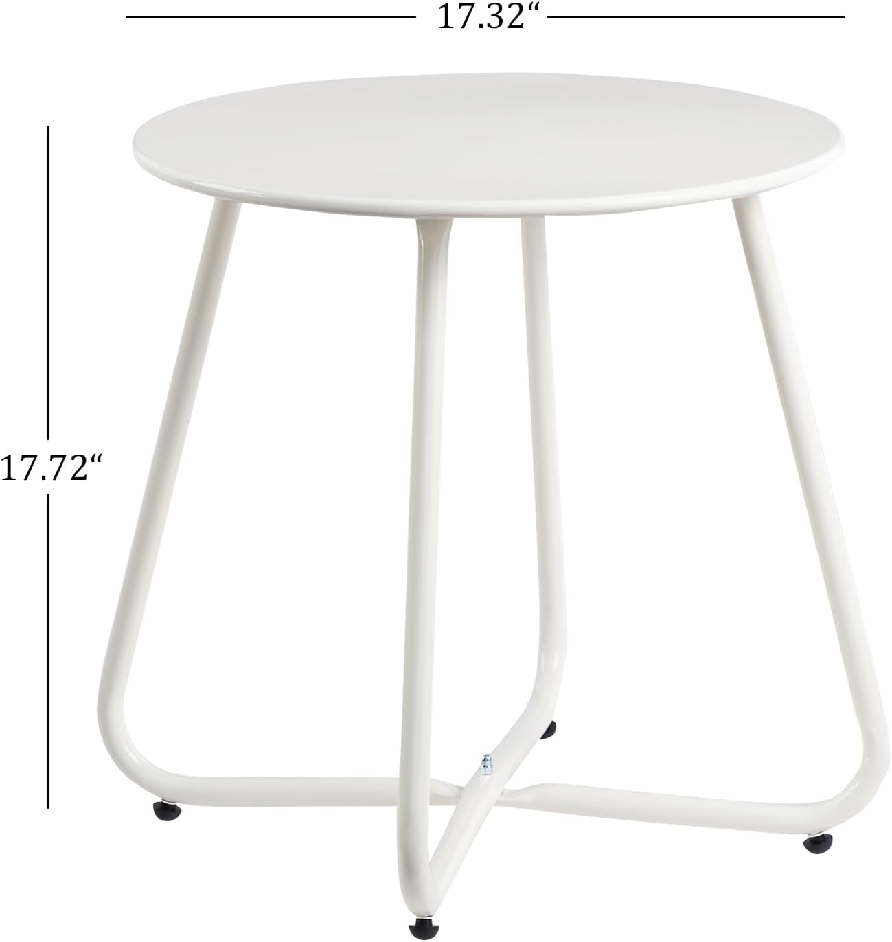 HollyHOME Round Metal Side Table, Rust-Resistant Patio Small Plant Stand, Outdoor 17.32'' Portable End Table for Balconies, Gardens, Living Rooms and Bedrooms, White