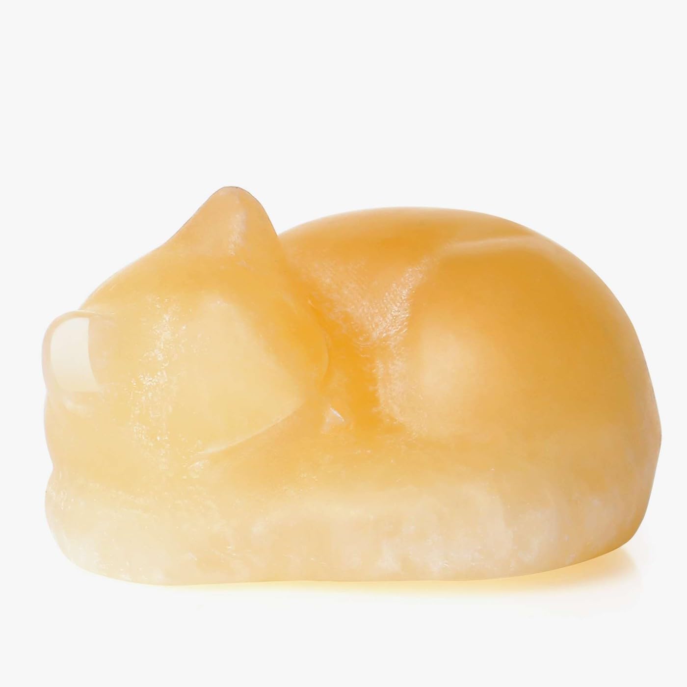 LAIDANLA Sleeping Cat Statue Fancy Calcite Healing Gemstone Hand Carved Cute Kitten Statue Figurine 1.6" Decor Polished Stone Reiki Bedroom Office Desk Home Decoration Gifts