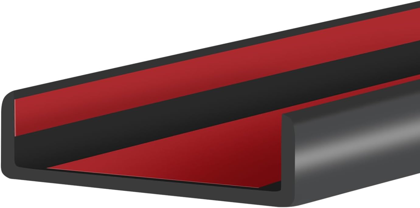 Rubber Edge Trim, Self-Adhesive U Shaped Edge Protector for Plywood, Cabinet, 2-1/8" Wood Edge Banding, Flexible Furniture Repair, EPDM Material, Fit 2-1/8"(54mm), Length 20Ft, Black