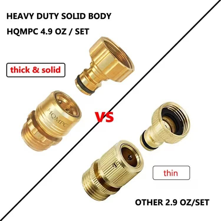 HQMPC Garden Hose Quick Connect No Pb Solid Brass Quick Connector Garden Hose Fitting Water Hose Connectors 3/4 inch GHT (4)