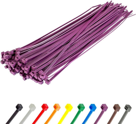 GTSE 12 Inch Purple Zip Ties, 100 Pack, 50lb Strength, UV Resistant Long Nylon Cable Ties, Self-Locking 12" Tie Wraps