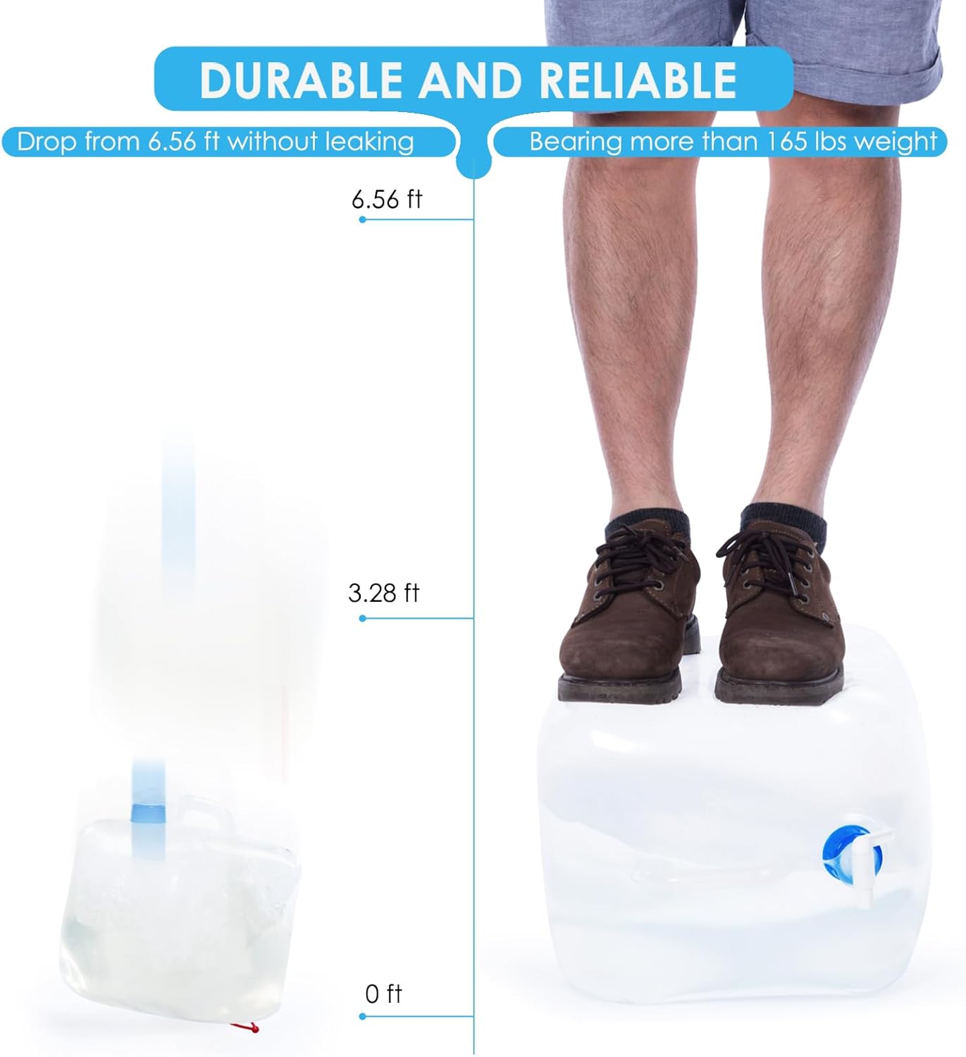 Collapsible Water Container Jug, 2.6 Gallon No BPA Water Storage Carrier with Spigot, for Camping Hiking Backpacking RV Outdoors and Emergency, Foldable Portable Survival Kits for Hurricane