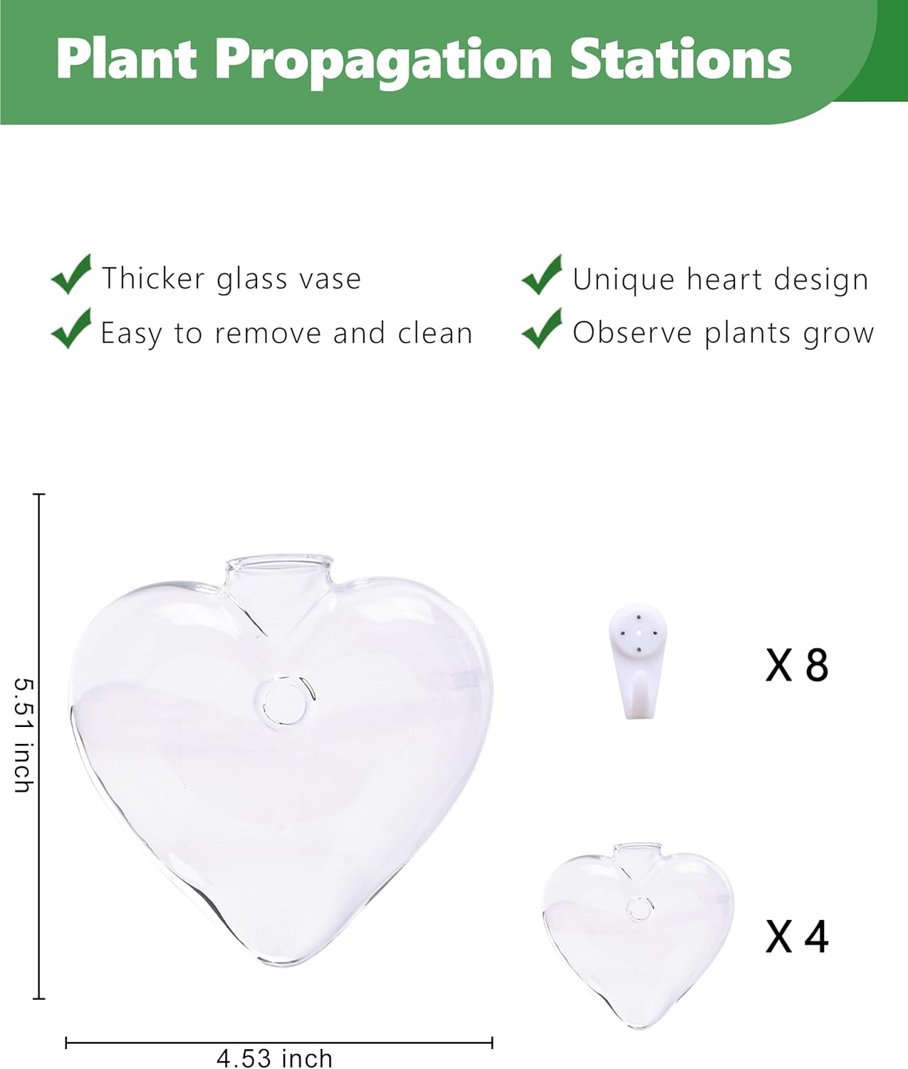 Nacome Wall Hanging Glass Planter Terrarium Plant Propagation Station, 4 Pack Heart Shape Vase for Hydroponic Home Office Garden Decor,Unique Gardening Gifts for Plant Lovers Women Mom