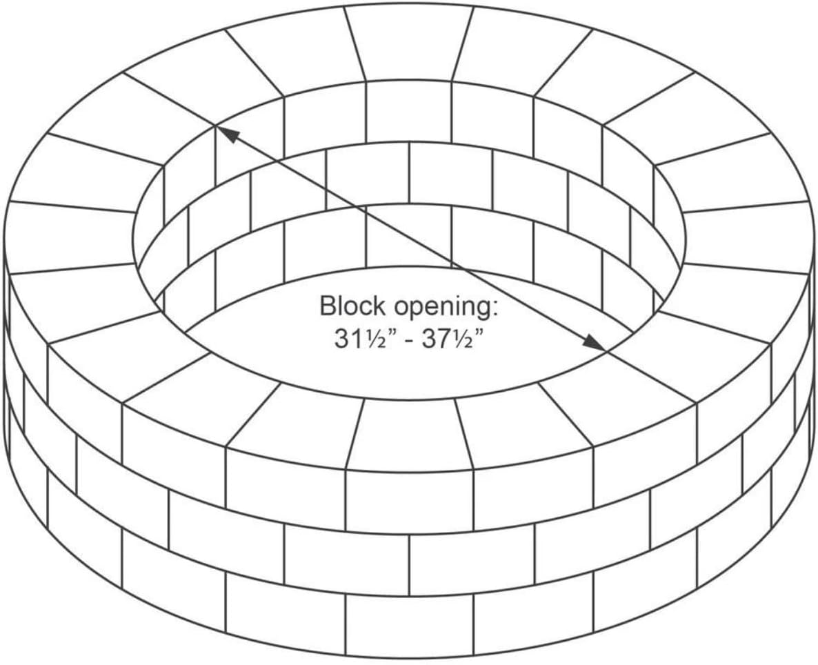 Heavy Duty Black Steel Fire Pit Ring Insert for Outdoors - 31” Round Insert, 38" Outside Flange, 9" Height