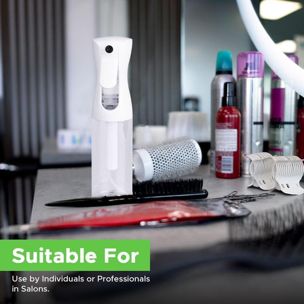 VIGOR PATH Continuous Spray Bottle with Ultra Fine Mist - Versatile Water Sprayer for Hair, Home Cleaning, Salons, Plants, Aromatherapy, and More - Empty Hair Spray Bottle (Clear - 5oz (2 Pack)