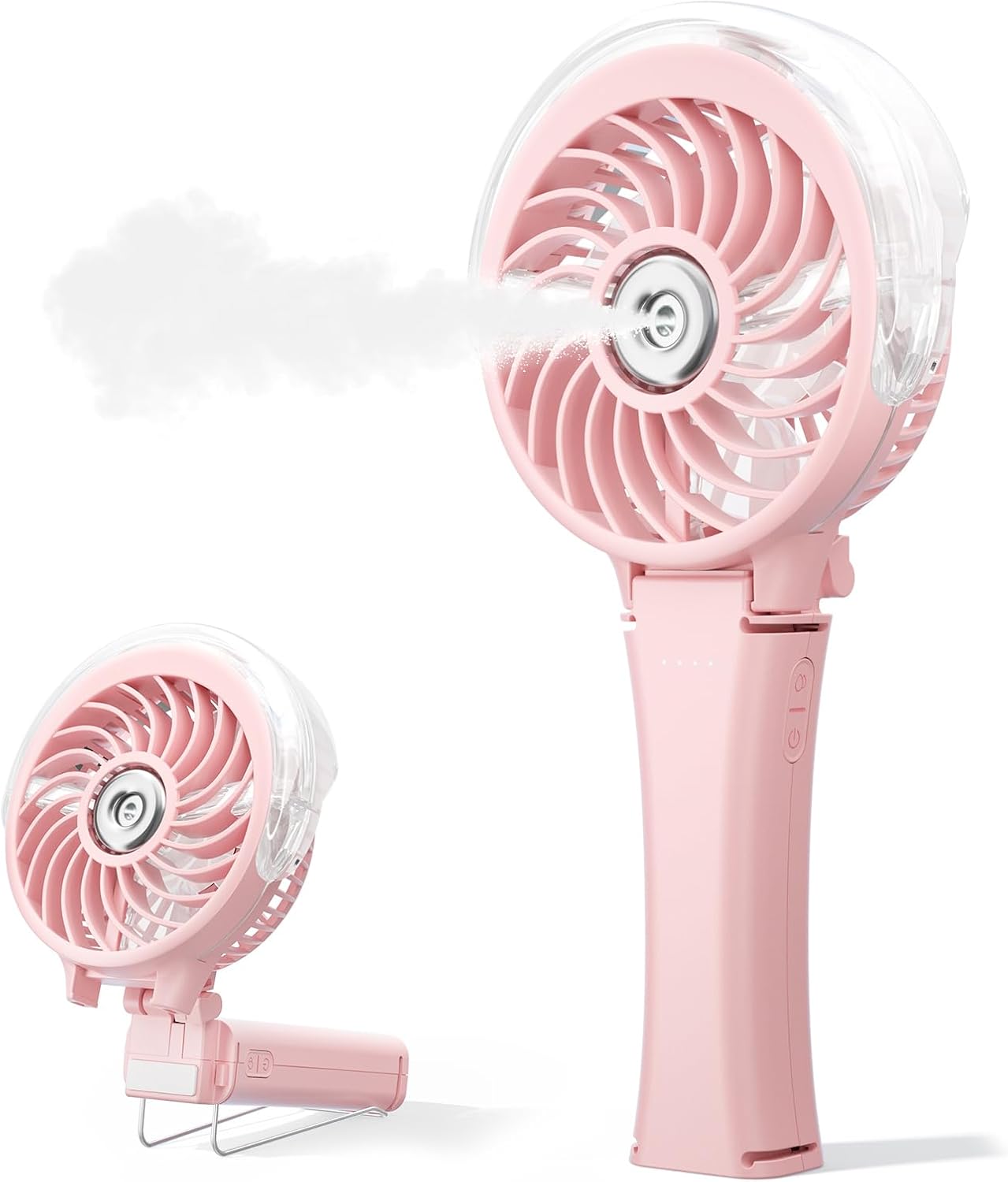 HandFan 2025 Upgraded Portable Misting Fan, Two Button Easy Operation, Handheld Rechargeable Mister Fan, Spray Water Mist Fans, Mini Electric Cooling Fans for Travel, Outdoors, Disney(Pink)