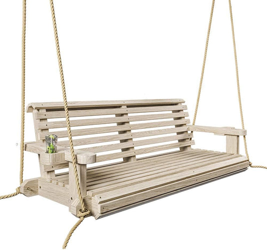 Porchgate Amish Heavy Duty 800 Lb Roll Comfort Treated Porch Swing W/Ropes (5 Foot, Unfinished)