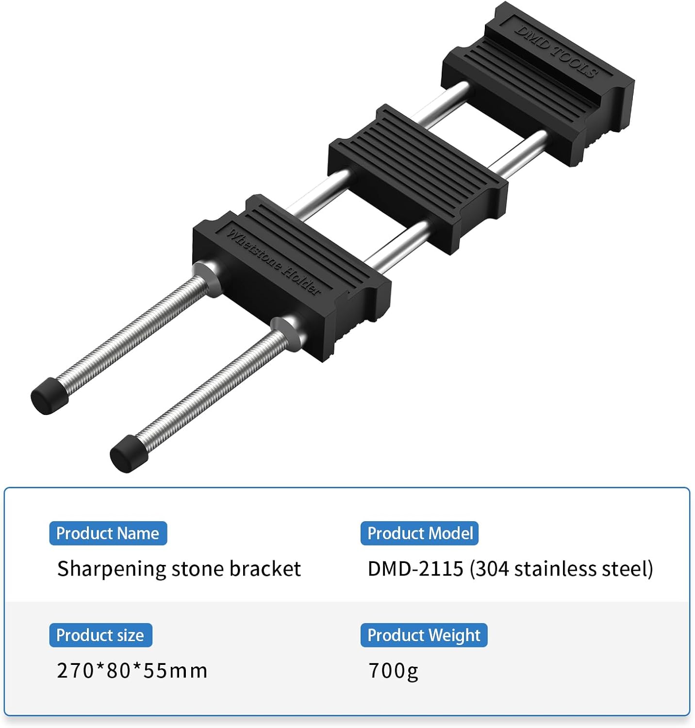DMD Adjustable Whetstone Holder | Stainless Steel Sharpening Stone Base with Non-Slip Rubber | Secure Knife Sharpening for Kitchen, Workshop & Outdoor Use