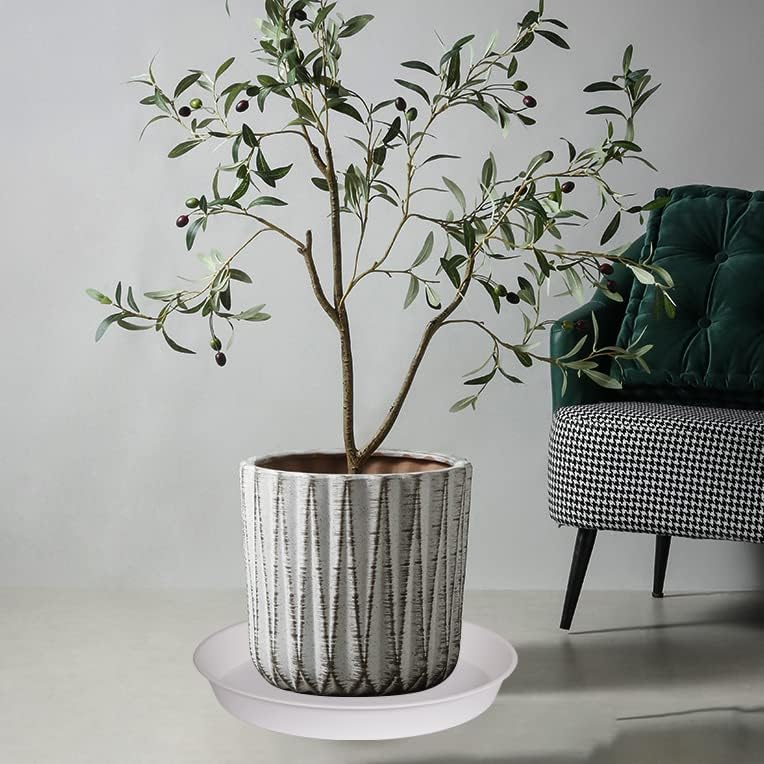 2 Pack of 19 inch Plant Saucer, 2.7" Depth Tray, Large Deep Garden Plastic Flower Planter Plant Trays for Indoors Outdoor Bath Bath (19", Creamy White)