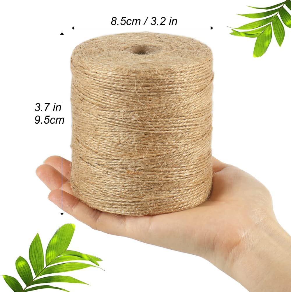 Tenn Well 1500 Feet Natural Jute Twine, 1mm Thin Brown Twine String for Crafts, Crocheting, Gift Wrapping, Gardening and Christmas Decorations