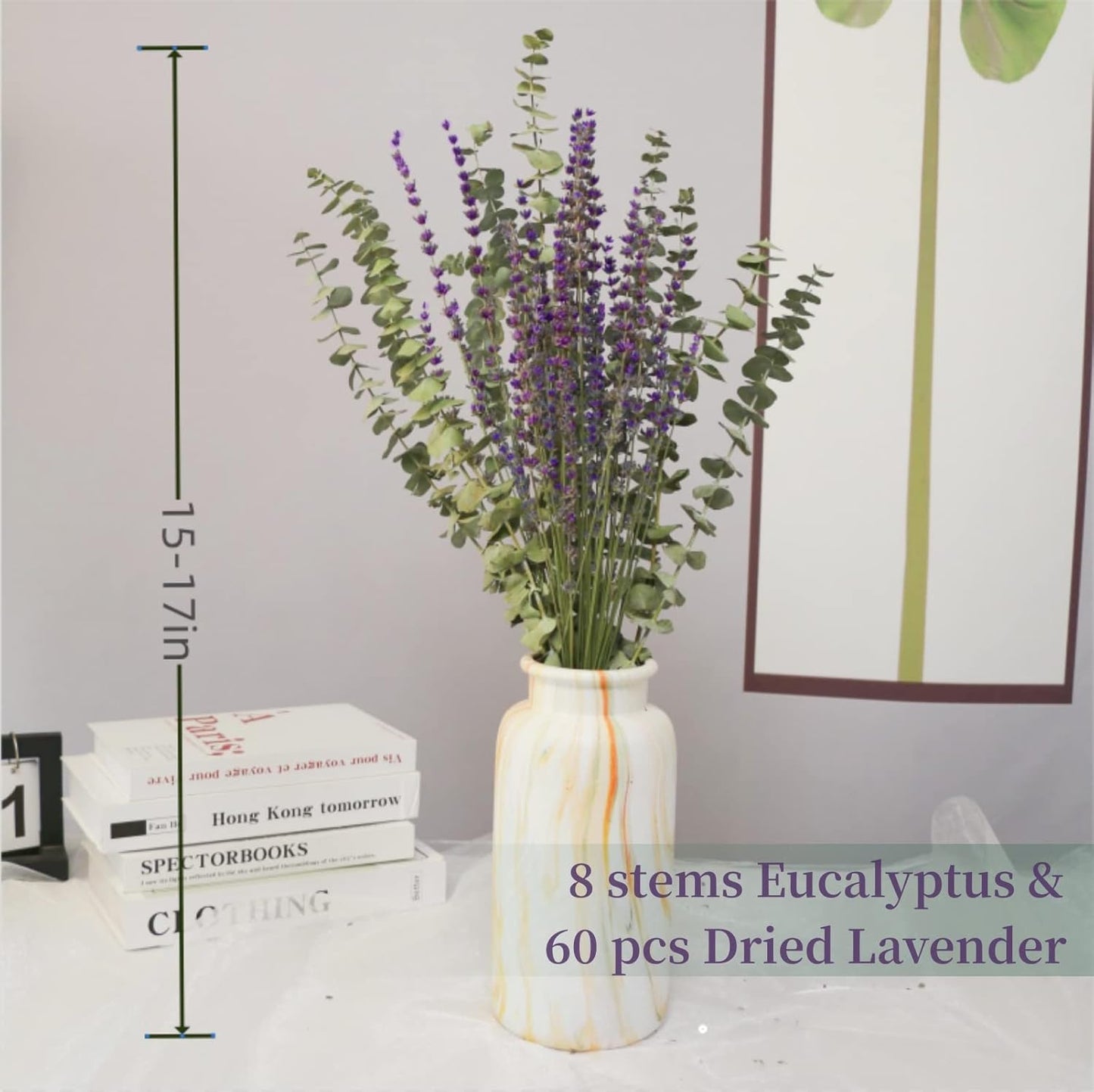 Glicrili 68 PCS Dried Eucalyptus Stems & Lavender Flowers Bundle for Shower,17'' Natural Real Live Eucalyptus Leaves & Aromatic Lavender Shower Plant, Mother's Day, Home Decoration,Fragrance