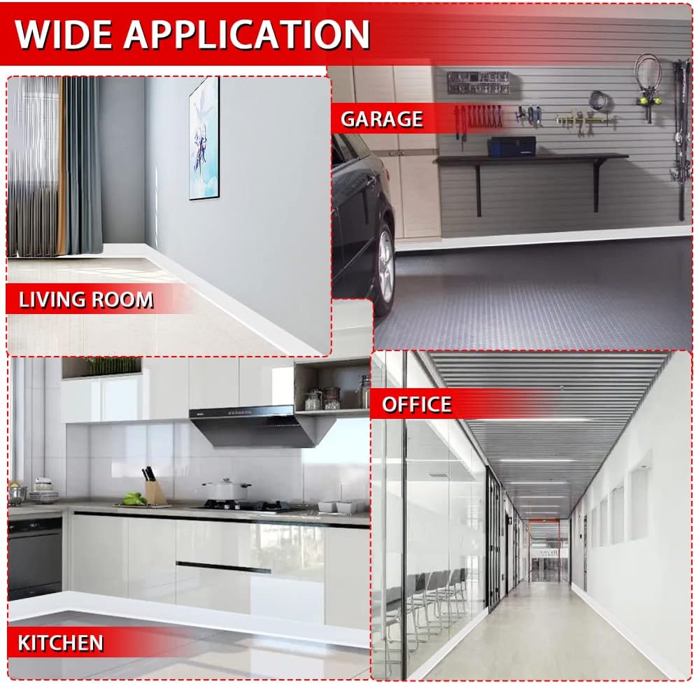 Vinyl Wall Base Baseboard Molding Trim 6" Flexible Self Adhesive Rubber Wall Base Moulding Trim Peel and Stick Design, 6 Inch x 40 Feet, White