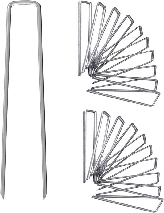 12 Inch Galvanized Garden Landscape Staples Stakes, 25 50 100 PCS Anti-Rust Garden Staples U-Shaped Landscape Pins for Secure Lawn Fabric (25, 12 Inch)