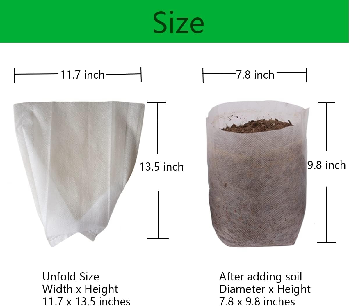 gardtree Plant Nursery Bags 11.7” x 13.5” 100PCS, Non-Woven Biodegradable Plant Grow Bags Fabric Seedling Starter for Vegetable Flower Fruit Saplings Tree, Home Garden Supply